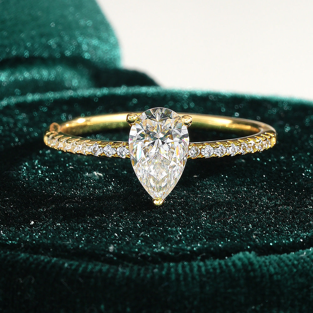 Pear Moissanite Engagement Ring Gift For Her