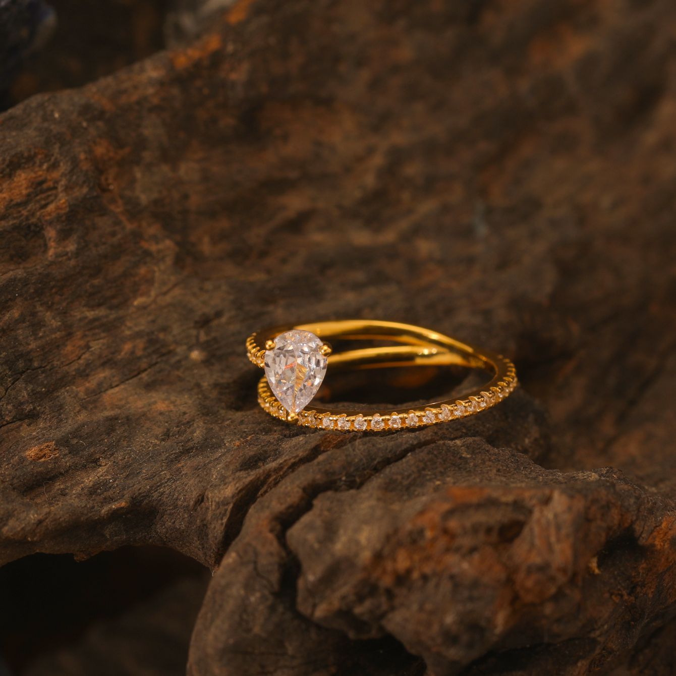 Pear Moissanite Bypass Ring Gift