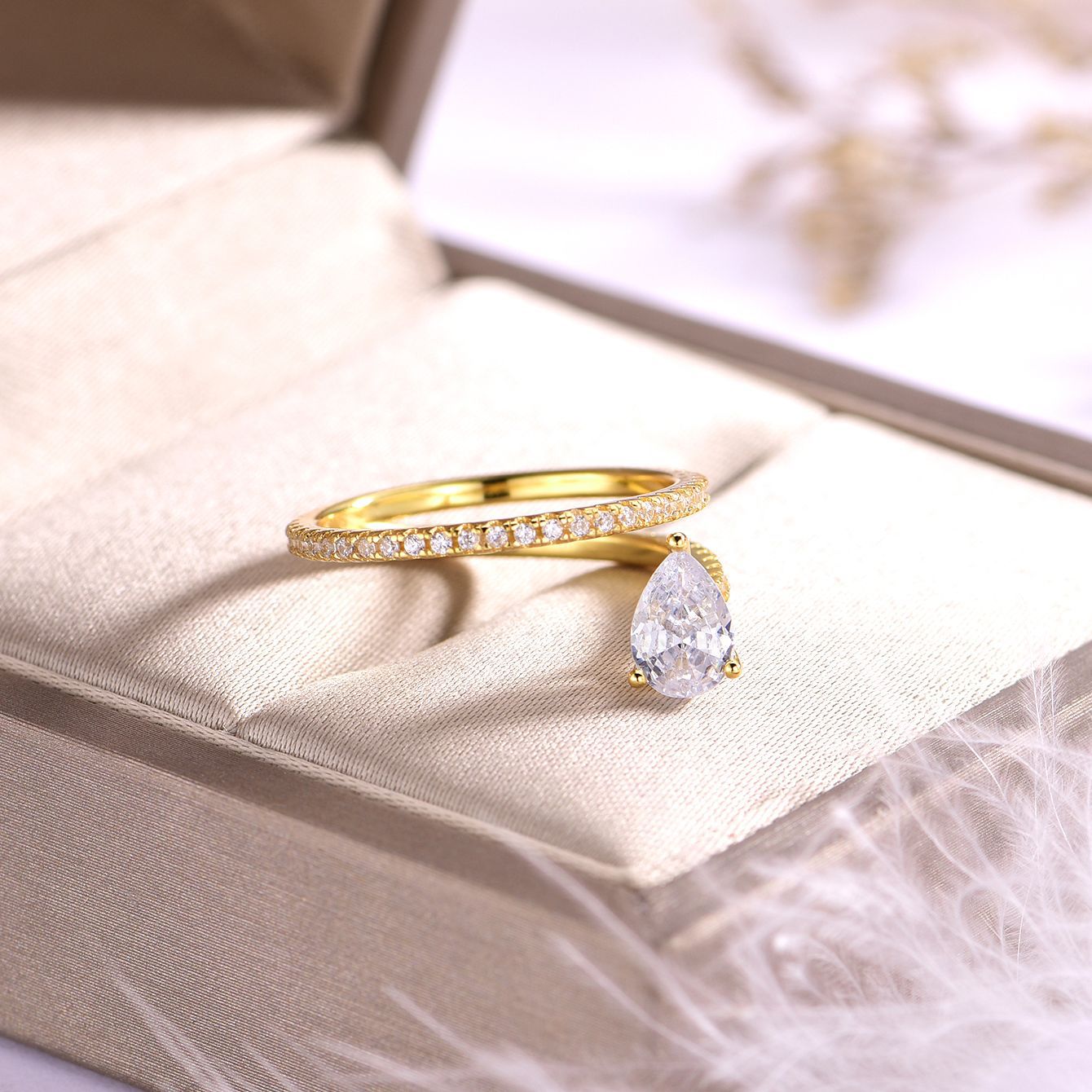 Pear Moissanite Bypass Ring