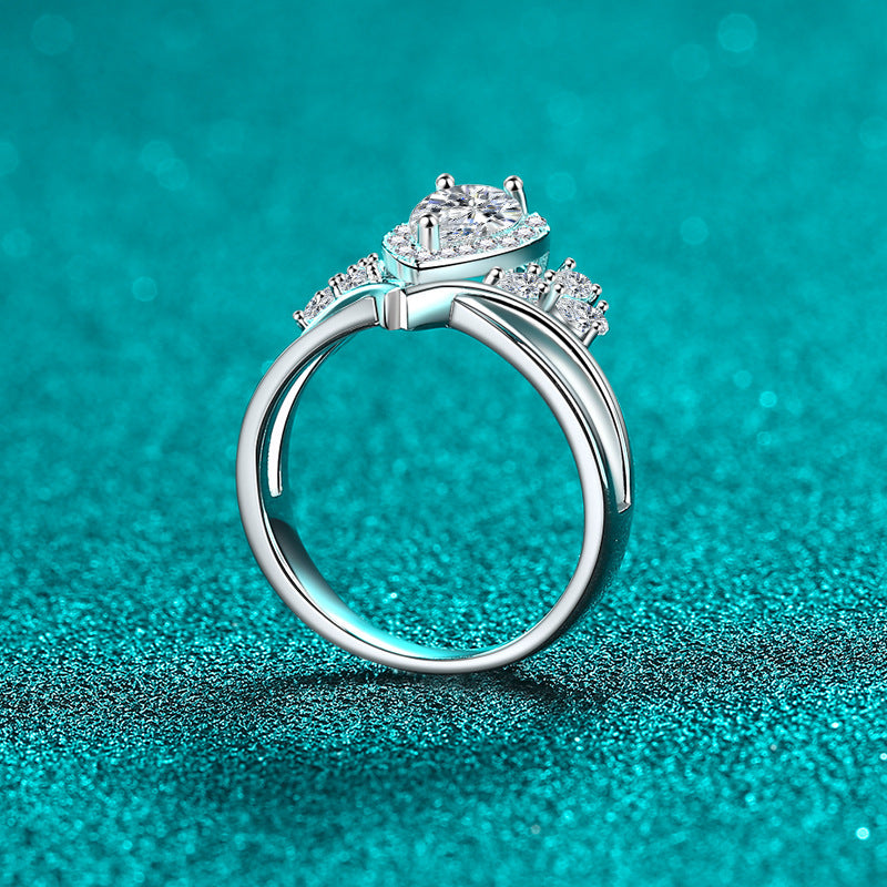 Pear Moissanite Halo Engagement Ring