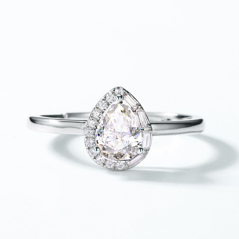 Pear Halo Moissanite Ring Gift