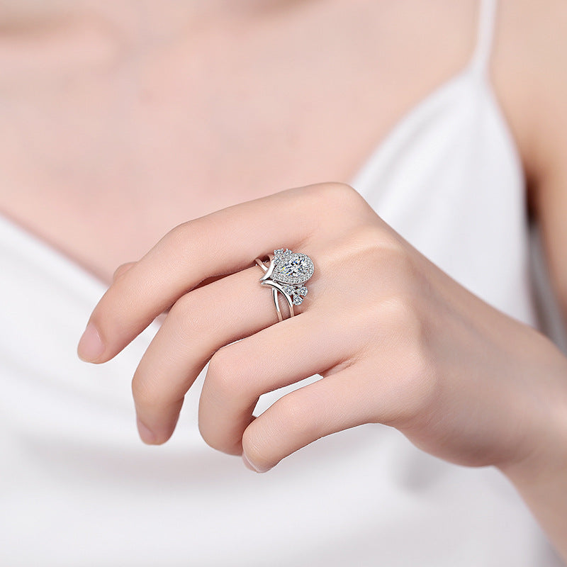 Pear Moissanite Halo Engagement Ring