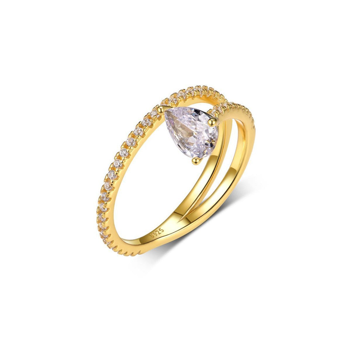 Jewelhalo Pear Moissanite Bypass Ring