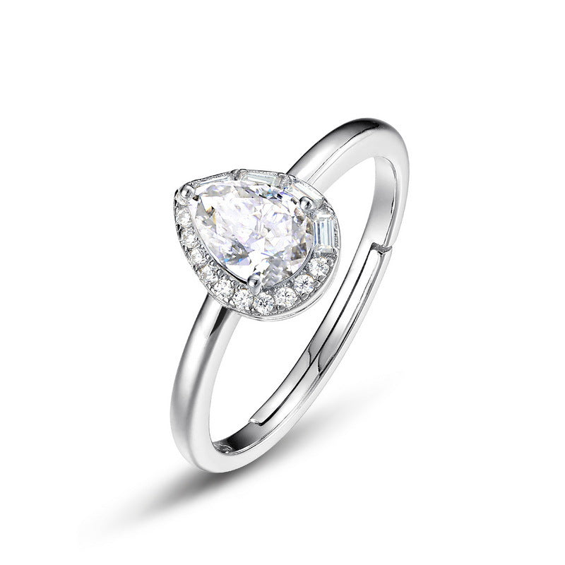 Selenichast Pear Halo Moissanite Ring